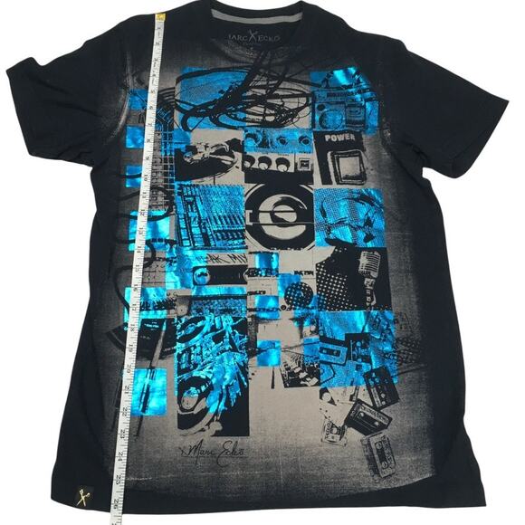 Marc Ecko T-Shirt Cut & Sew Metallic Screen Print Graphic Tee 100% Cotton Mens S - Picture 4 of 8